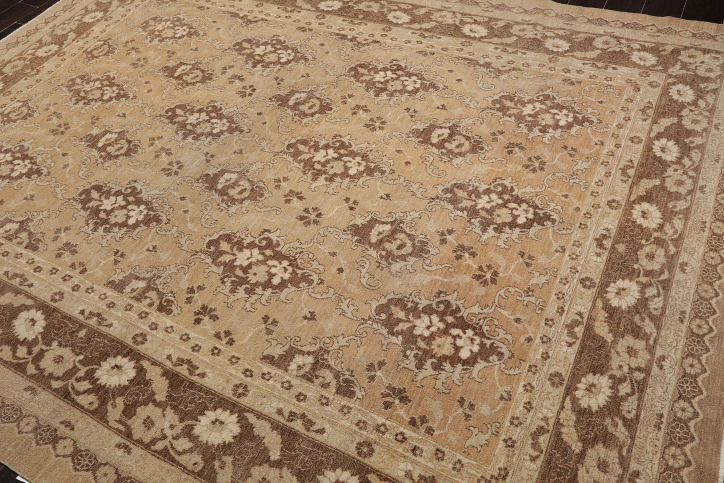8x10 Tan, Beige Hand Knotted 100% Wool Chobi Peshawar Traditional 200 KPSI Oriental Area Rug