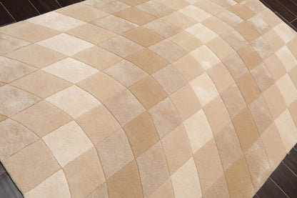 5' x 7'6'' Handmade Wool & Art Silk Hip Designer Area Rug Beige Ivory, Taupe