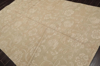 Lapchi Hand Knotted Wool & Silk Scroll Loop Pile Tibetan Area Rug Beige 6’ x 8’11”