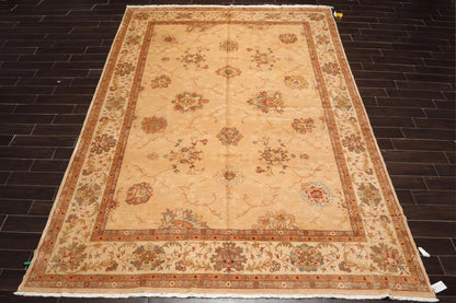 9'4'' x 12'8'' Hand Knotted 100% Wool Rare Egyptian Oushak Area Rug Tan Beige