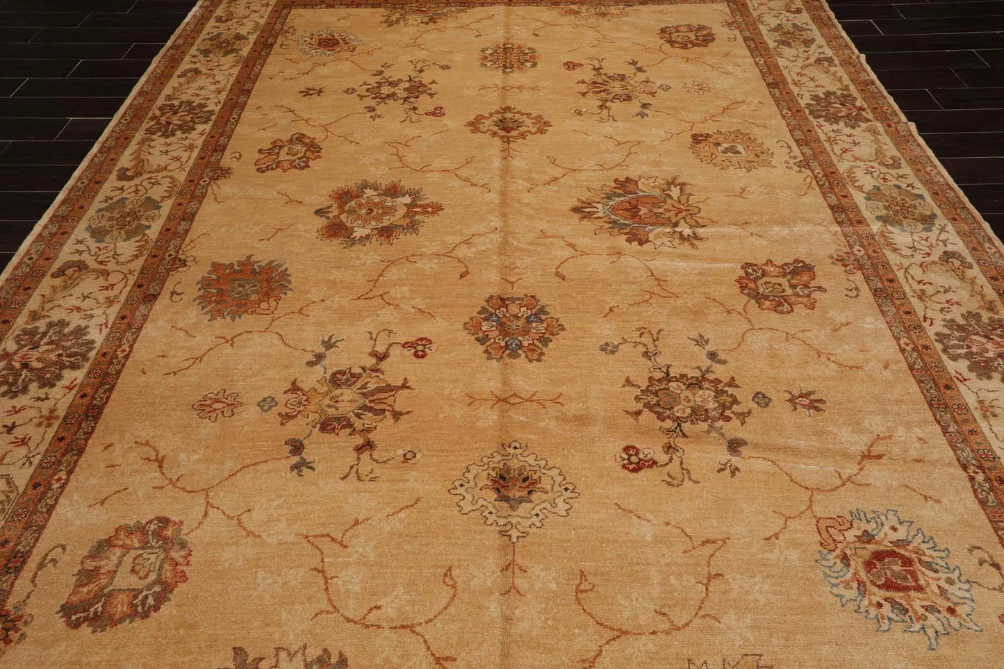 9'4'' x 12'8'' Hand Knotted 100% Wool Rare Egyptian Oushak Area Rug Tan Beige