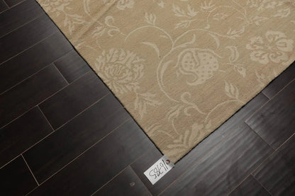 Lapchi Hand Knotted Wool & Silk Scroll Loop Pile Tibetan Area Rug Beige 6’ x 8’11”