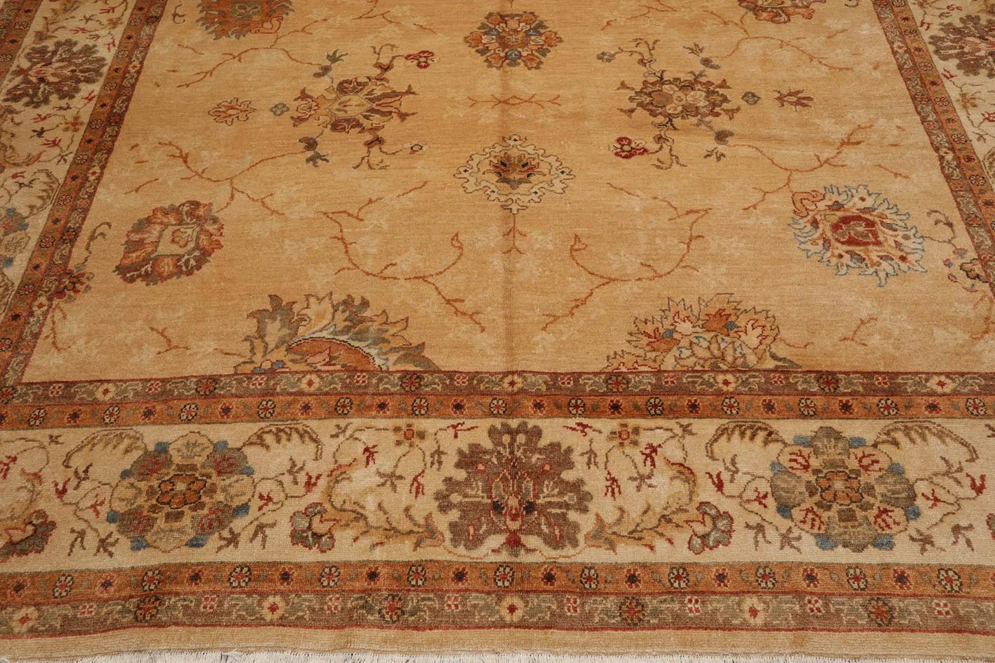 9'4'' x 12'8'' Hand Knotted 100% Wool Rare Egyptian Oushak Area Rug Tan Beige