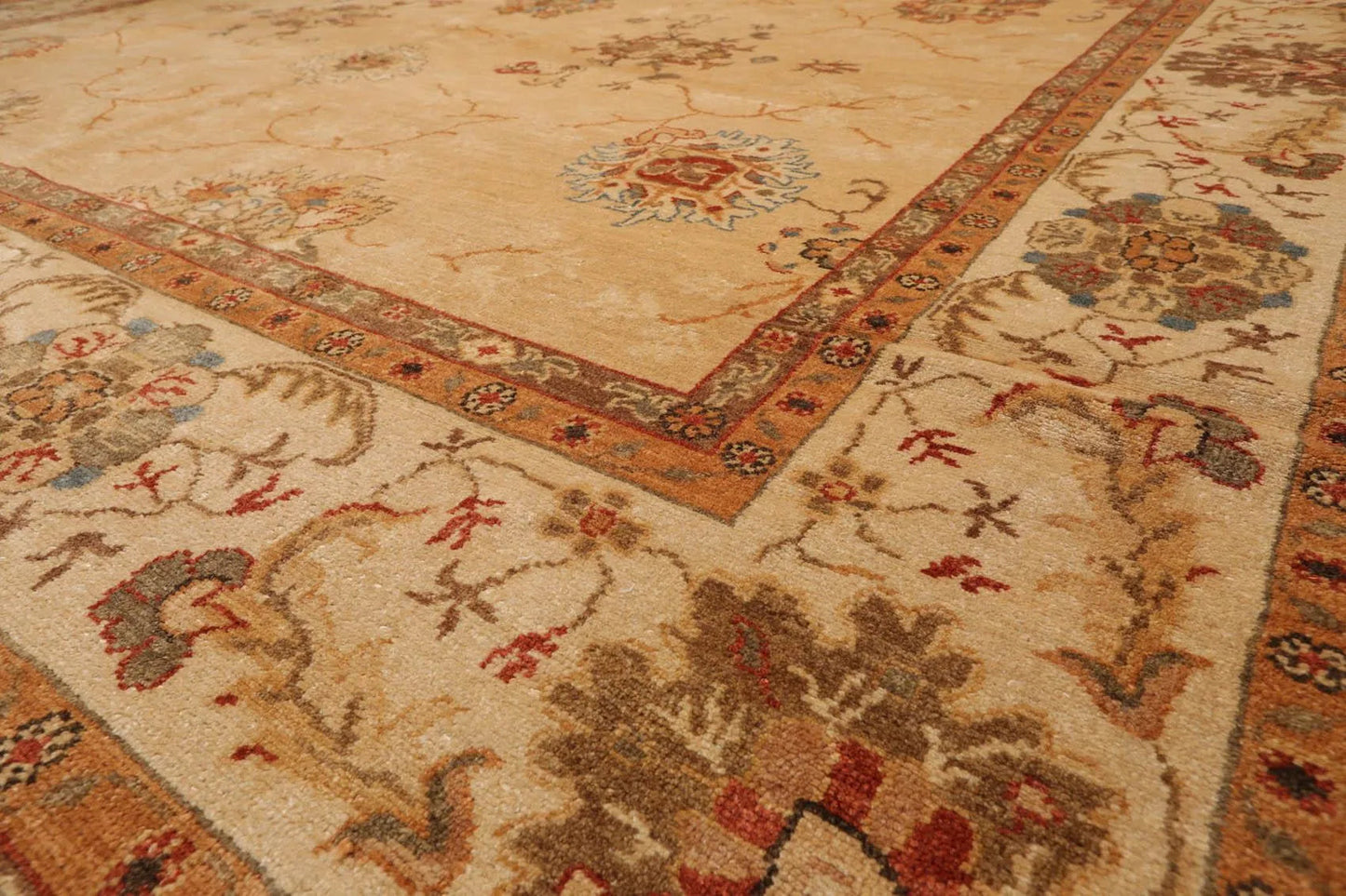 9'4'' x 12'8'' Hand Knotted 100% Wool Rare Egyptian Oushak Area Rug Tan Beige
