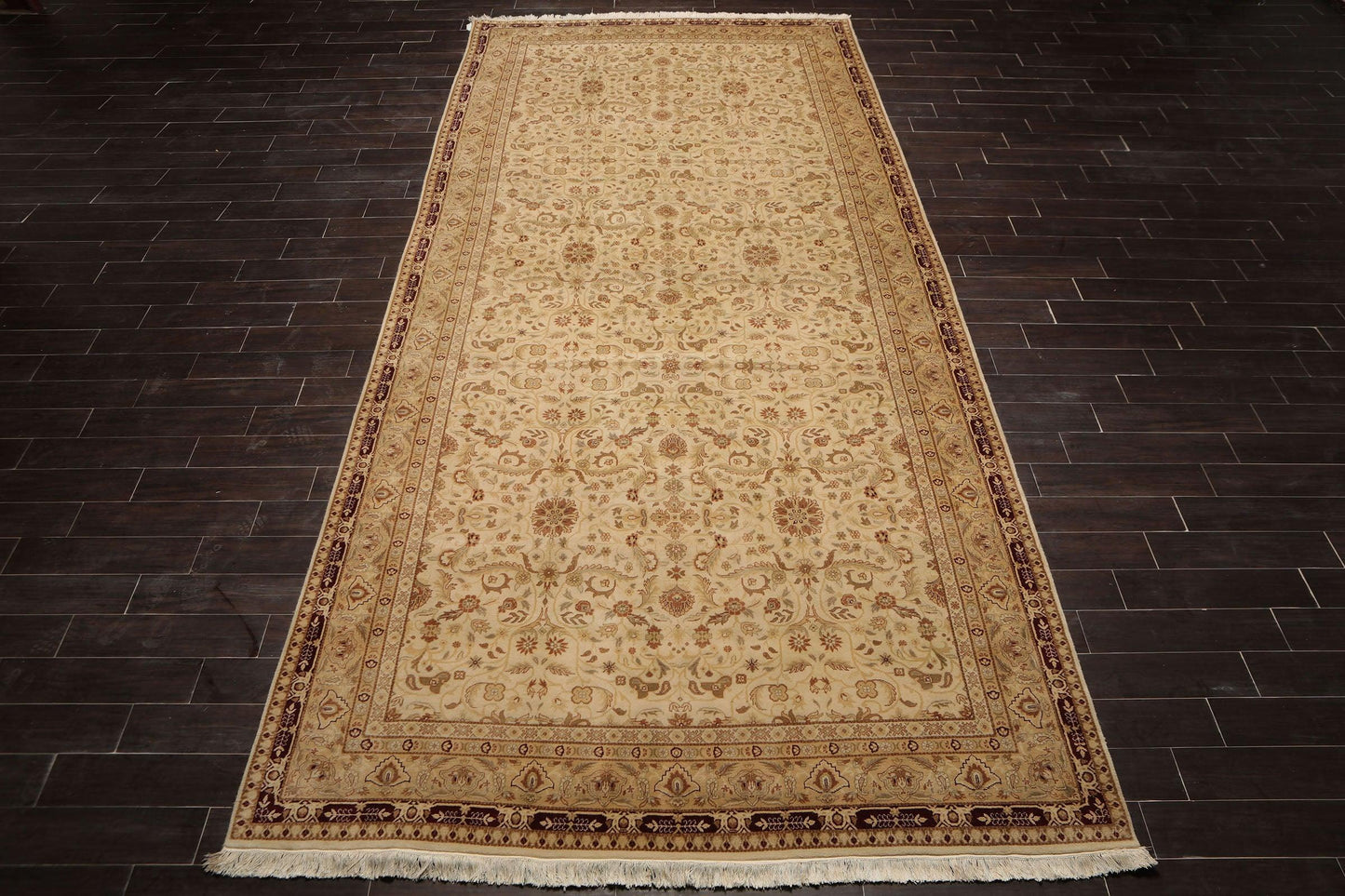 7’5" x 16’ Hand Knotted Palace Runner 150 KPSI Wool Oriental Area Rug Beige