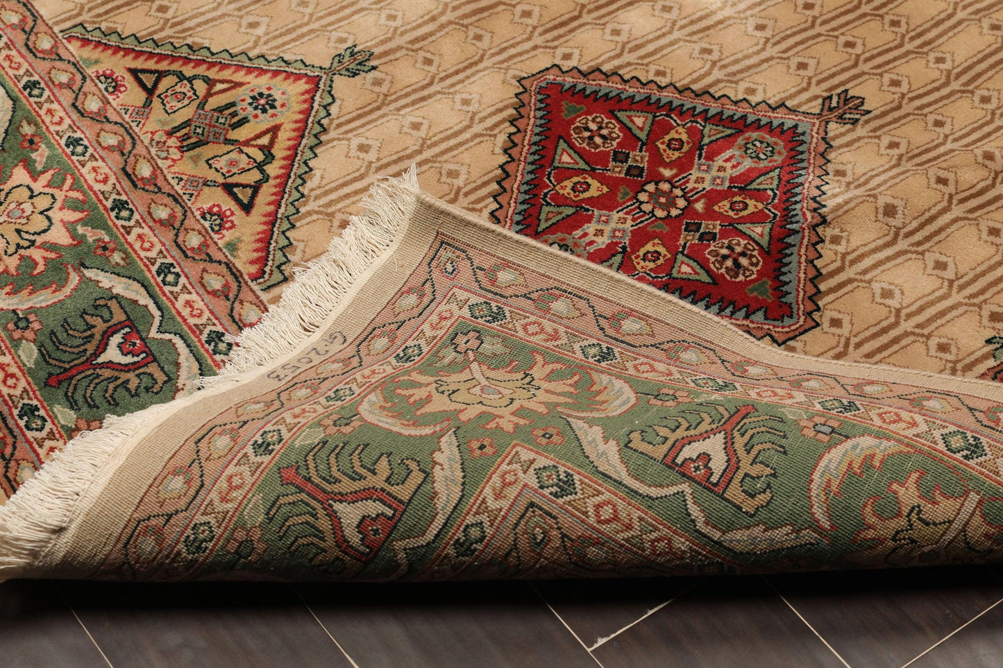 6' x 8'10" Hand Knotted Superfine 100% Wool Traditional Oriental Area Rug Beige
