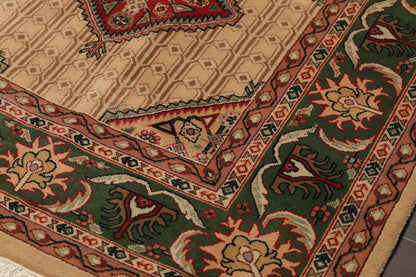 6' x 8'10" Hand Knotted Superfine 100% Wool Traditional Oriental Area Rug Beige