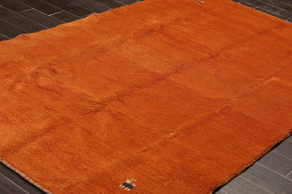 5'3" x 8'6" Hand Knotted 100% Wool Gabbeh Oriental Area Rug Burnt Orange