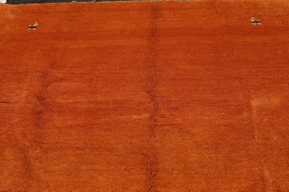 5'3" x 8'6" Hand Knotted 100% Wool Gabbeh Oriental Area Rug Burnt Orange