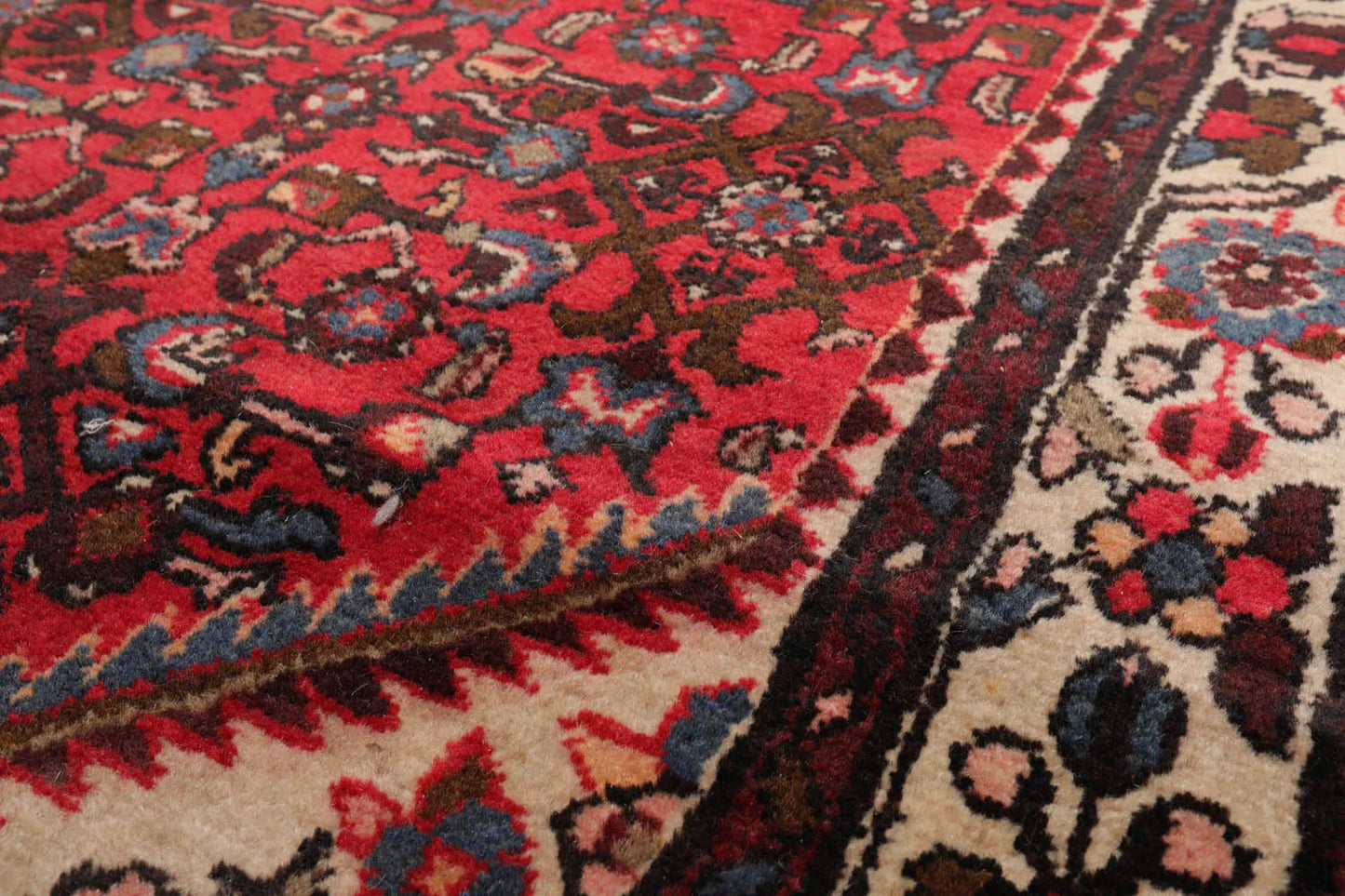 3'6" x 10'4" Runner Herizz Hand Knotted Red Medallion Traditional Wool Oriental Area Rug