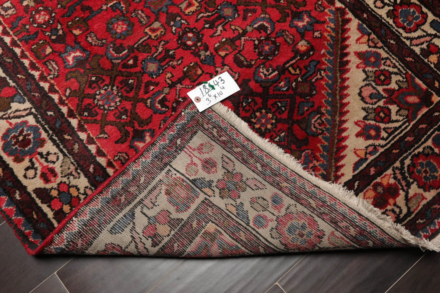 3'6" x 10'4" Runner Herizz Hand Knotted Red Medallion Traditional Wool Oriental Area Rug