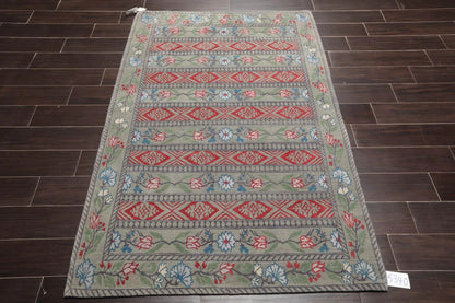 4' x 6' Hand Knotted Tibetan 100% Wool Patterned Oriental Area Rug Celadon
