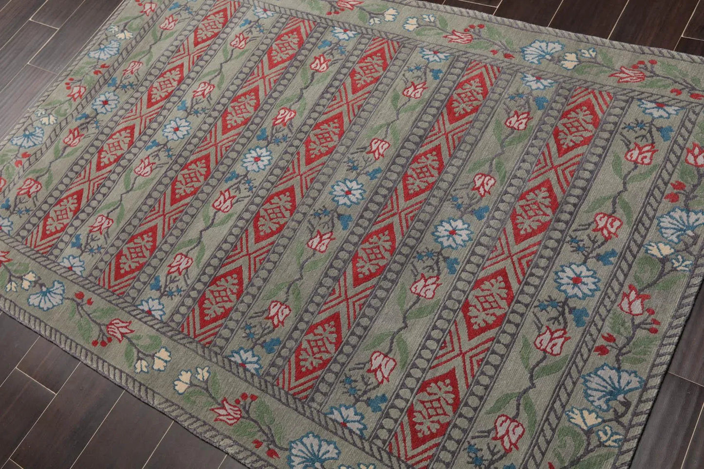 4' x 6' Hand Knotted Tibetan 100% Wool Patterned Oriental Area Rug Celadon