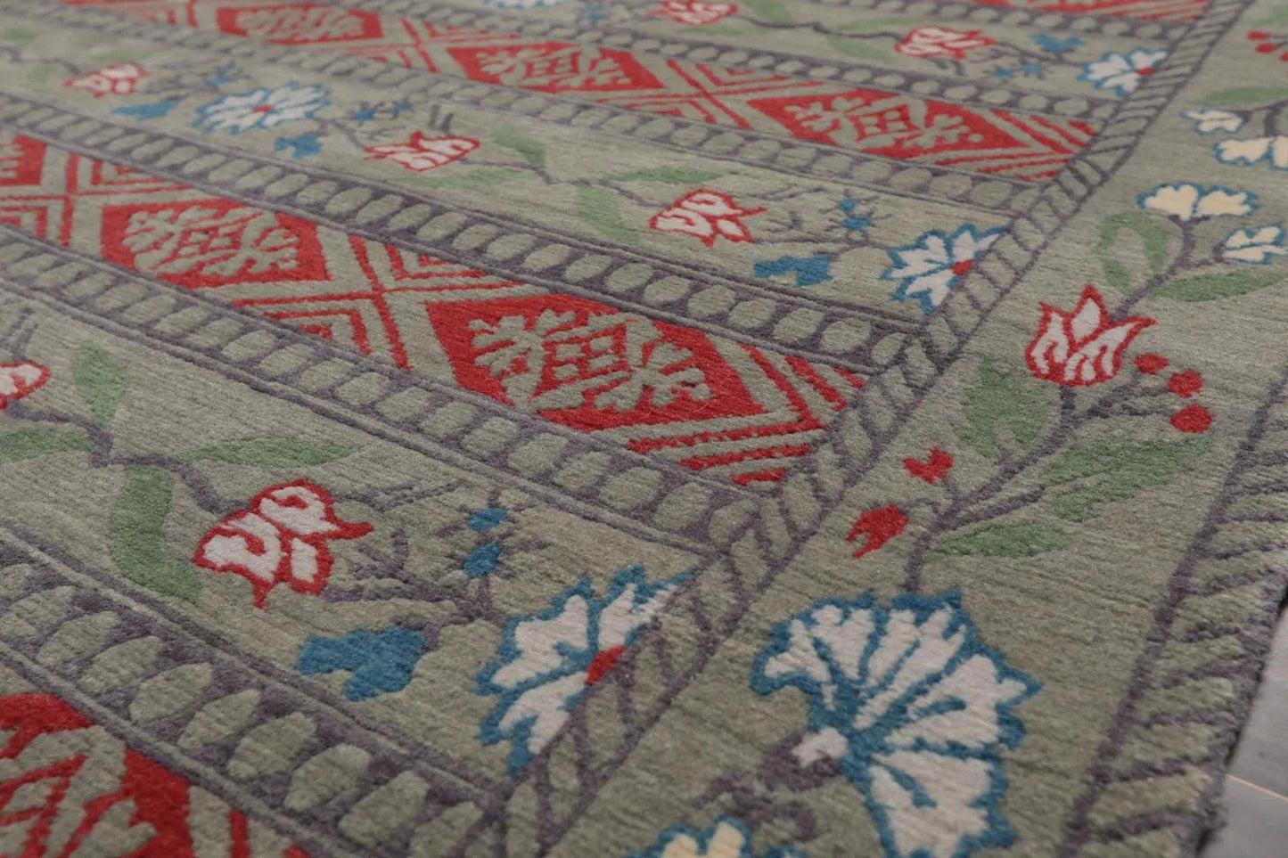 4' x 6' Hand Knotted Tibetan 100% Wool Patterned Oriental Area Rug Celadon