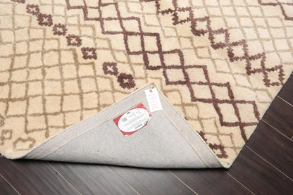 5' x 7'4" Handmade 100% Wool Modern Moroccan Oriental Area rug Ivory Gray Brown
