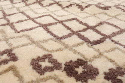 5' x 7'4" Handmade 100% Wool Modern Moroccan Oriental Area rug Ivory Gray Brown