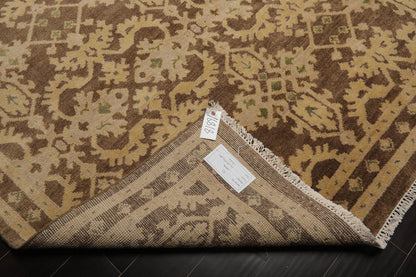 Turkish Oushak Wool 8’8" x 11’9” Hand Knotted Traditional Area Rug Brown