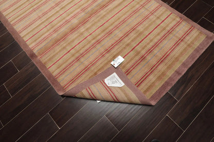 4x6 Sage Hand Knotted Tibetan Contemporary Striped Wool Oriental Area Rug