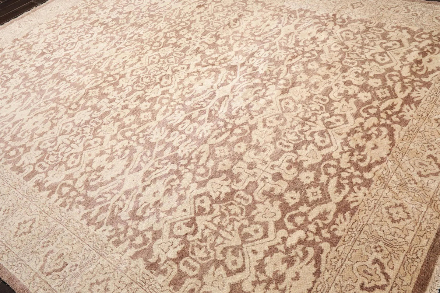 9’x12’ Hand Knotted Designer Tibetan Wool Antique Reproduction Area Rug Beige