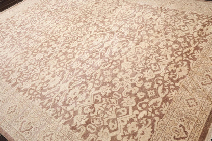 9’x12’ Hand Knotted Designer Tibetan Wool Antique Reproduction Area Rug Beige