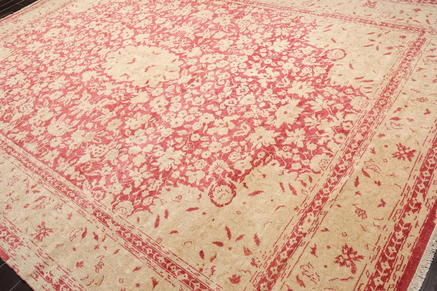 10' x14' Hand Knotted Antique Reproduction Erased Pattern Area Rug Pomegranate
