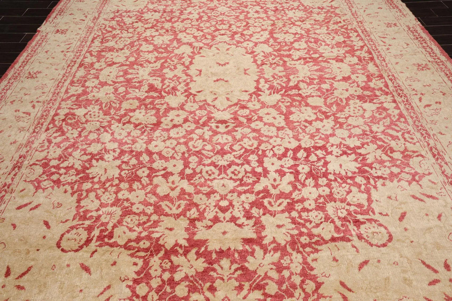 10' x14' Hand Knotted Antique Reproduction Erased Pattern Area Rug Pomegranate