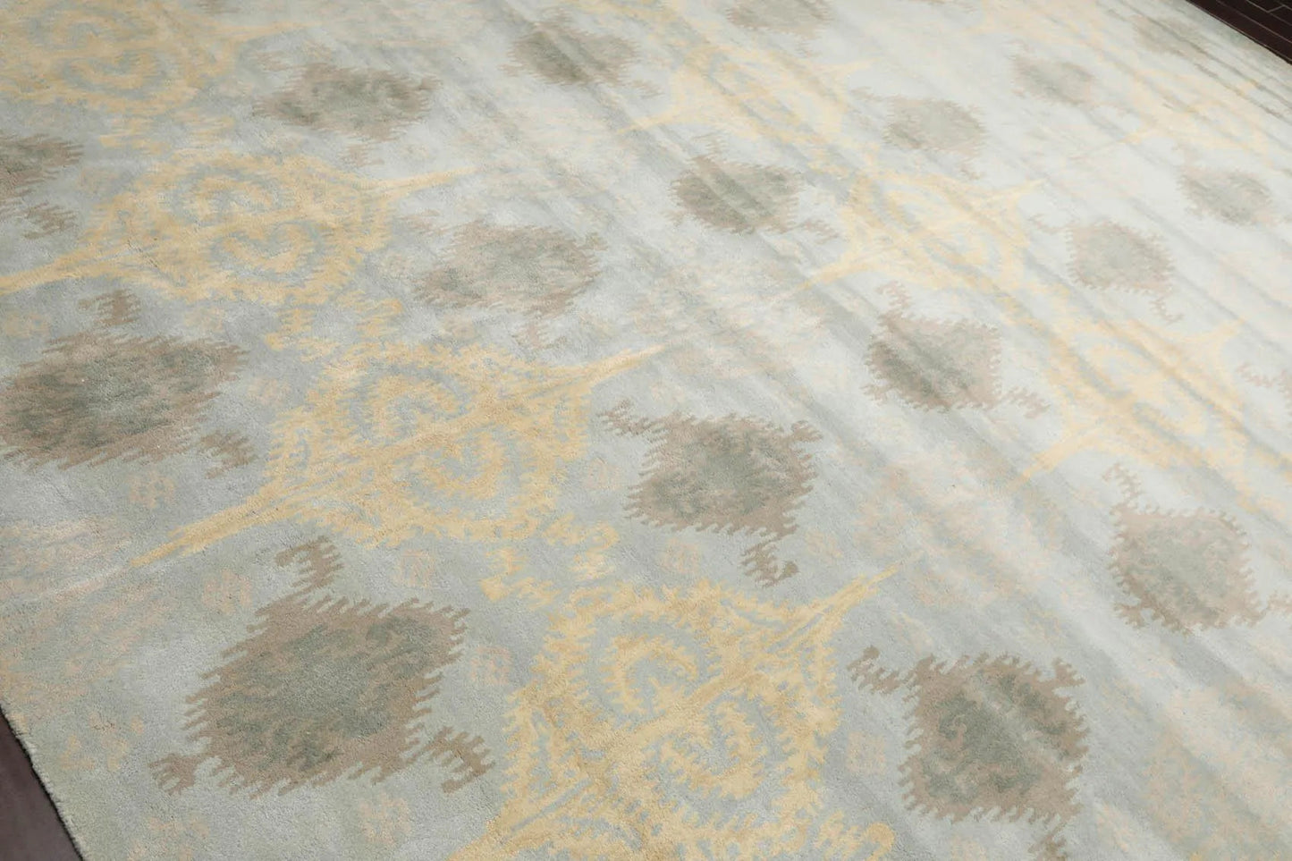 9'4'' x 13'3'' Handmade 100% Wool Ikat Modern Oriental Area Rug Light Blue