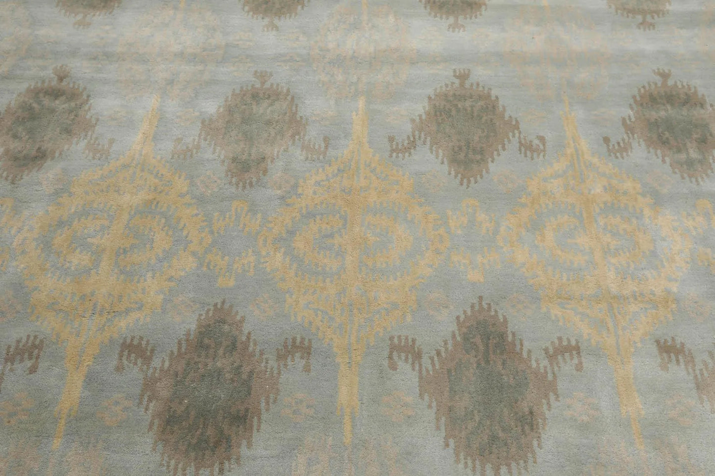 9'4'' x 13'3'' Handmade 100% Wool Ikat Modern Oriental Area Rug Light Blue