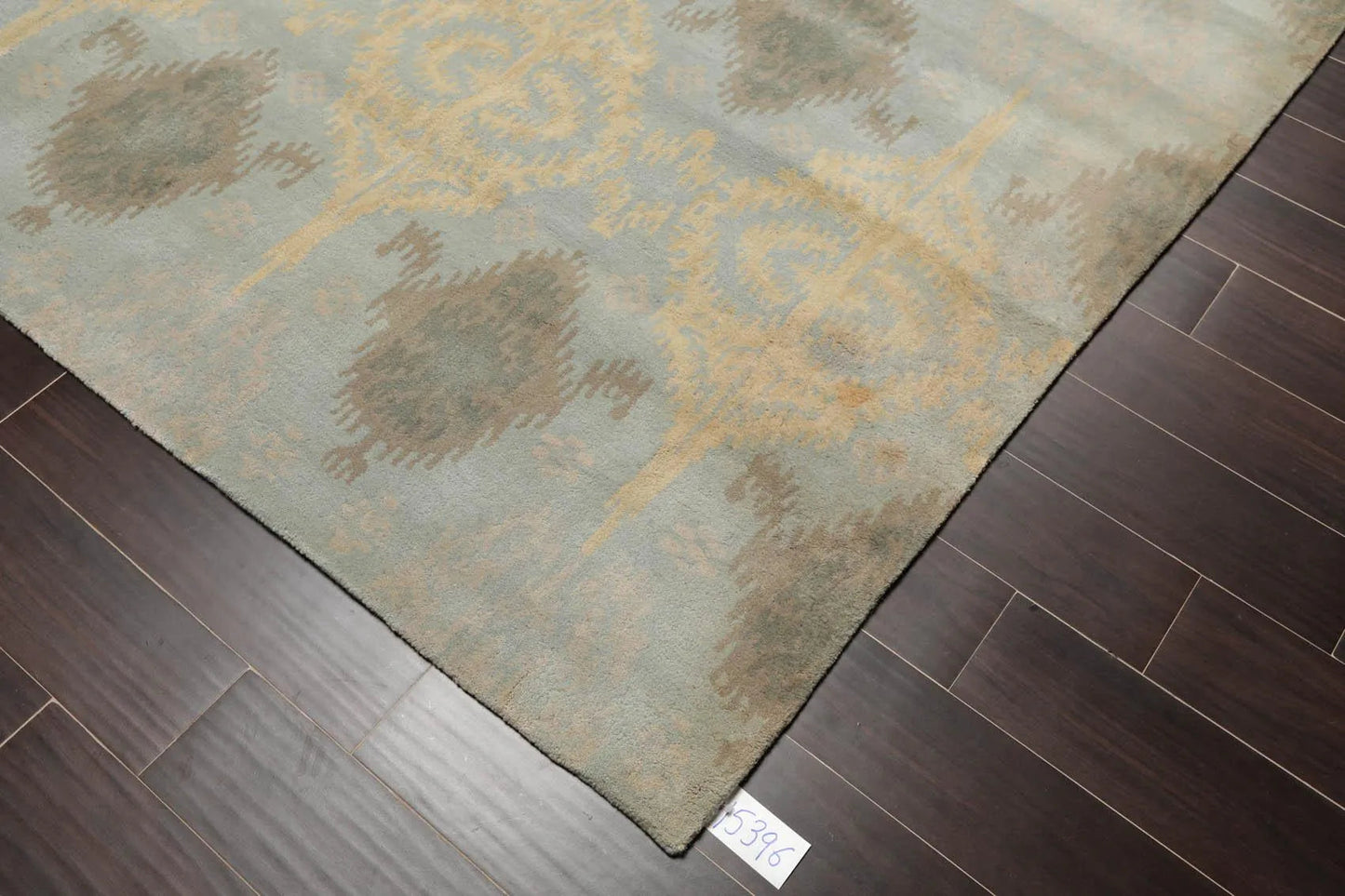 9'4'' x 13'3'' Handmade 100% Wool Ikat Modern Oriental Area Rug Light Blue