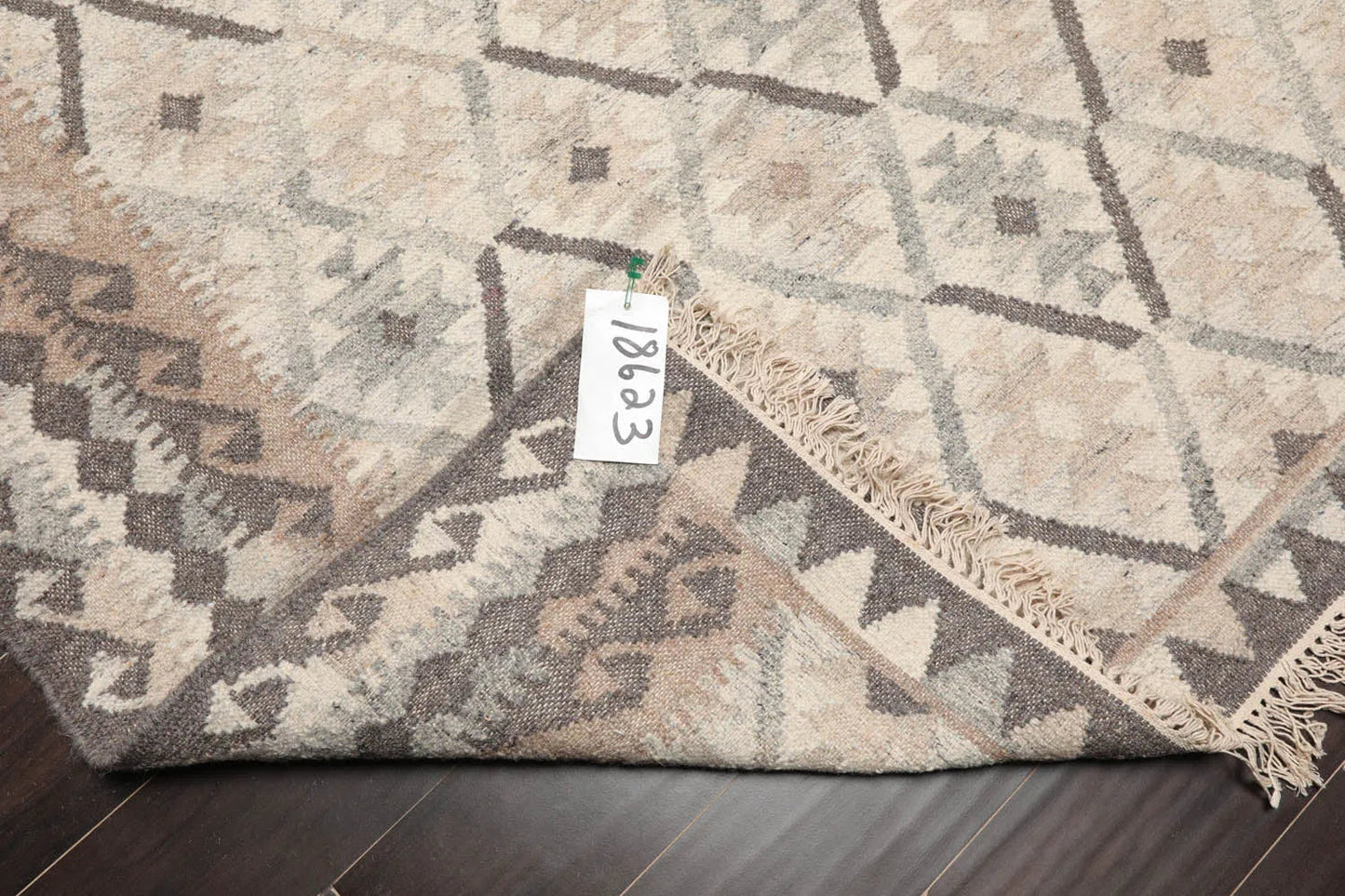 LoomBloom 5x8 Beige Wool Hand Woven Southwestern Kilim Oriental Area Rug