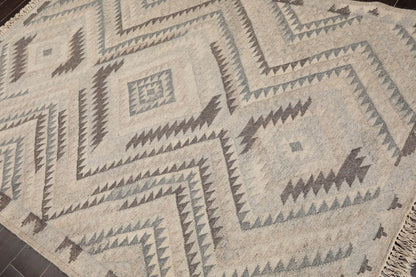 LoomBloom 5x8 Southwestern Beige Handcrafted Wool Kilim Rug