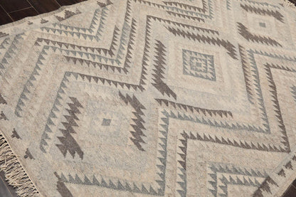 LoomBloom 5x8 Southwestern Beige Handcrafted Wool Kilim Rug