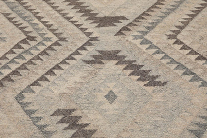 LoomBloom 5x8 Southwestern Beige Handcrafted Wool Kilim Rug