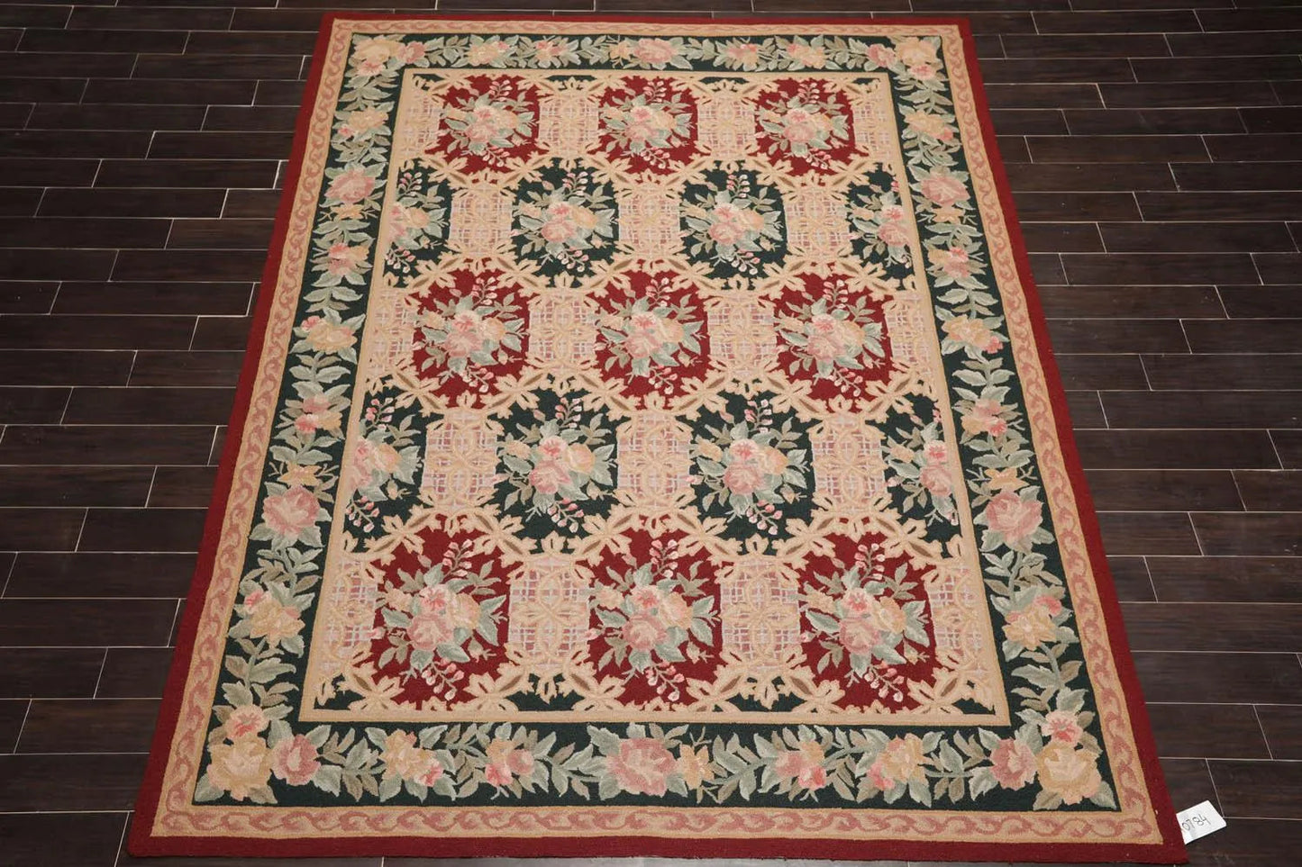 8x11 Red, Denim Hand Hooked 100% Wool Traditional Persian Oriental Area Rug