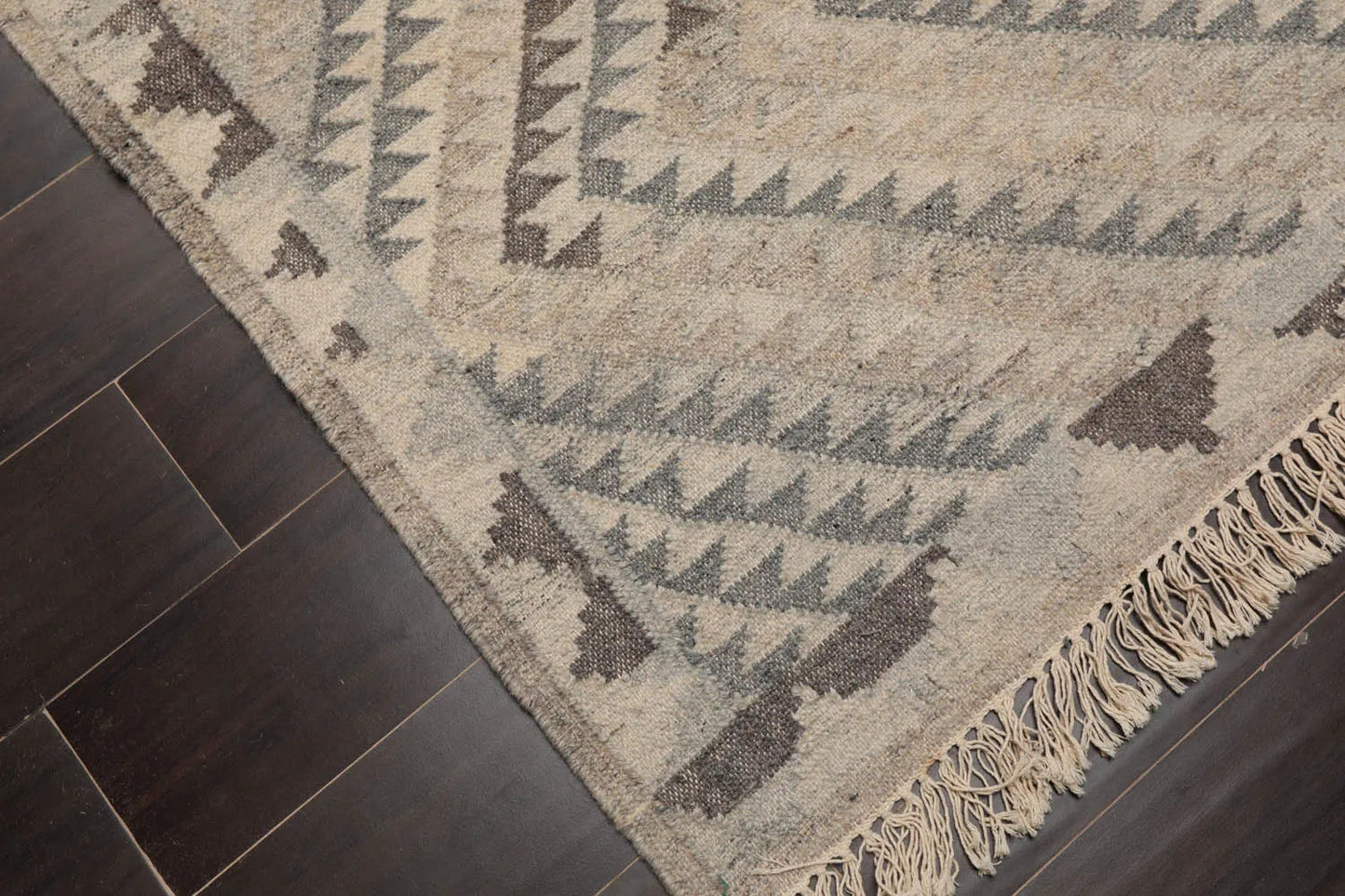 LoomBloom 5x8 Southwestern Beige Handcrafted Wool Kilim Rug