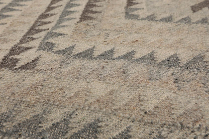 LoomBloom 5x8 Southwestern Beige Handcrafted Wool Kilim Rug