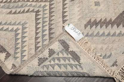 LoomBloom 5x8 Southwestern Beige Handcrafted Wool Kilim Rug