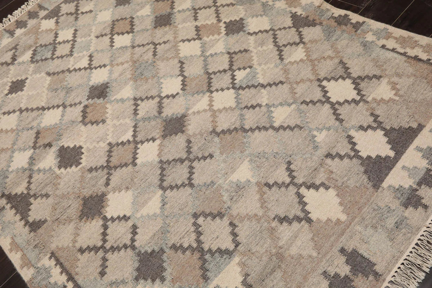 LoomBloom 5x8 Southwestern Beige Handcrafted Wool Kilim Rug