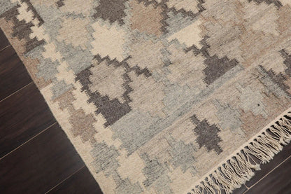 LoomBloom 5x8 Southwestern Beige Handcrafted Wool Kilim Rug