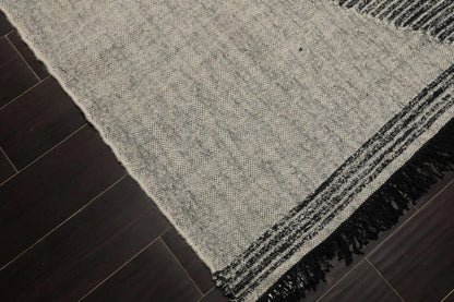 LoomBloom Geometric Kilim Wool Ivory Hand-Woven 5x8 Area Rug