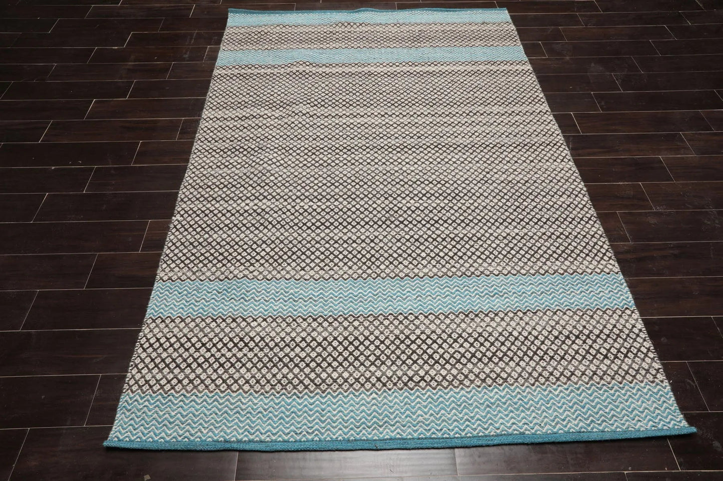 LoomBloom 5x8 Beige Oriental Modern Hand Woven Kilim Wool Area Rug