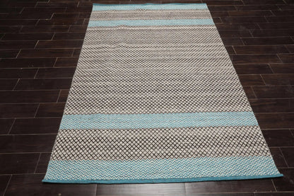 LoomBloom 5x8 Beige Oriental Modern Hand Woven Kilim Wool Area Rug