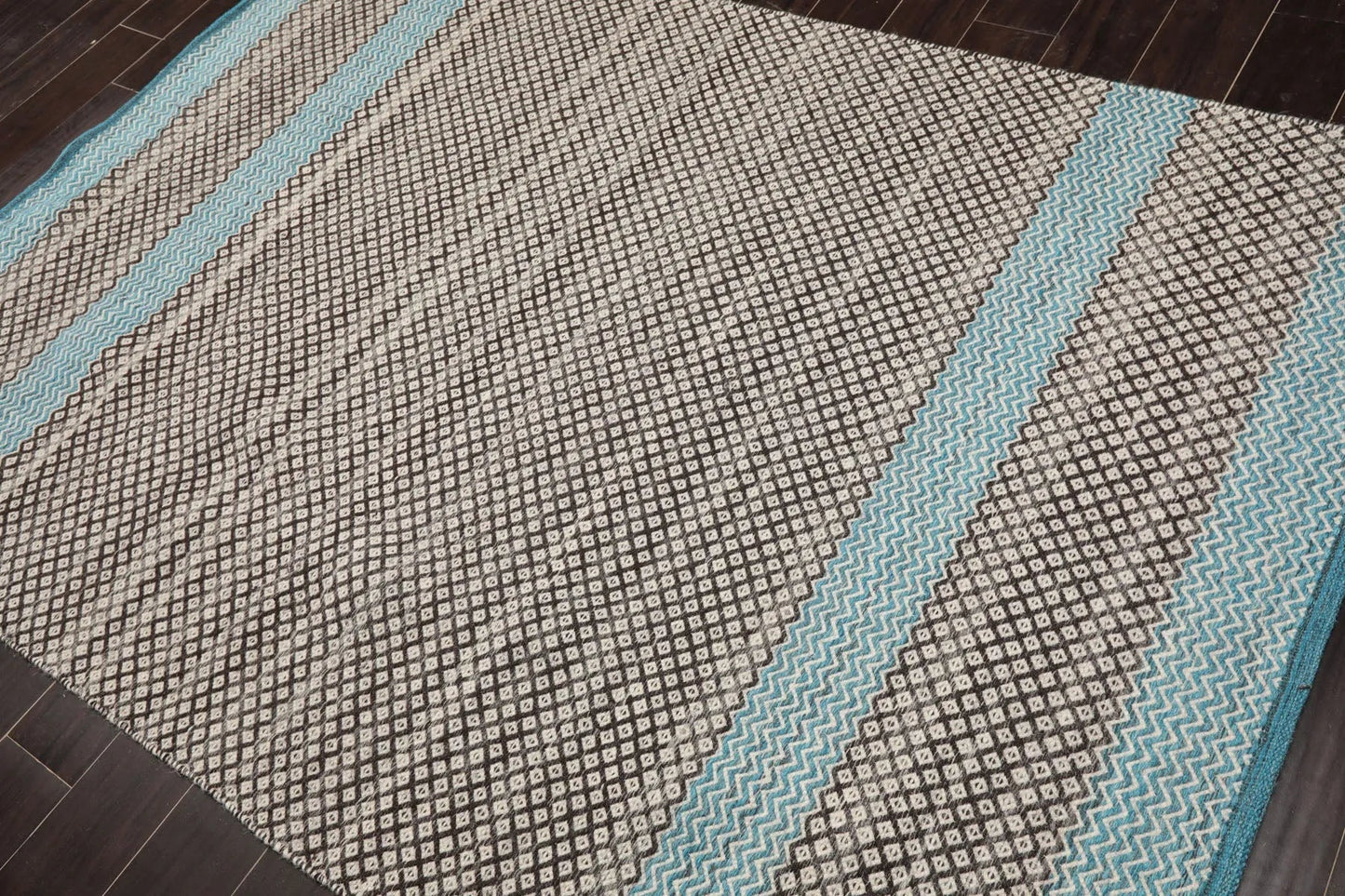 LoomBloom 5x8 Beige Oriental Modern Hand Woven Kilim Wool Area Rug