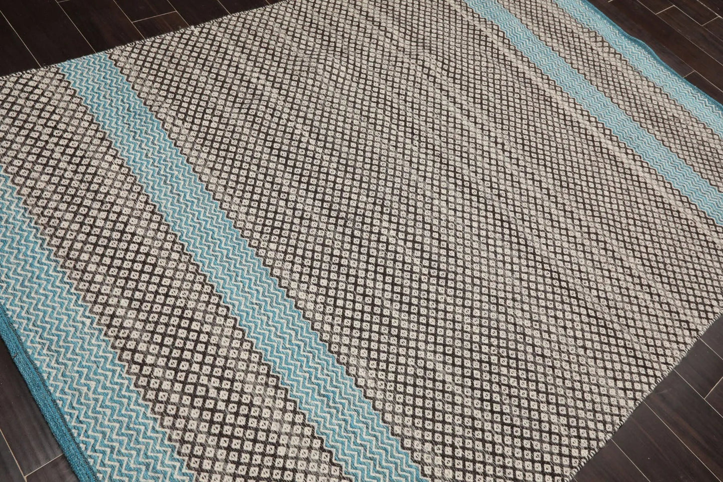 LoomBloom 5x8 Beige Oriental Modern Hand Woven Kilim Wool Area Rug