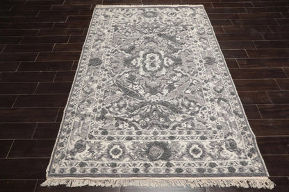 LoomBloom White Oriental Area Rug 5x8 Hand Woven Traditional Kilim Wool