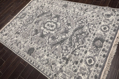LoomBloom White Oriental Area Rug 5x8 Hand Woven Traditional Kilim Wool