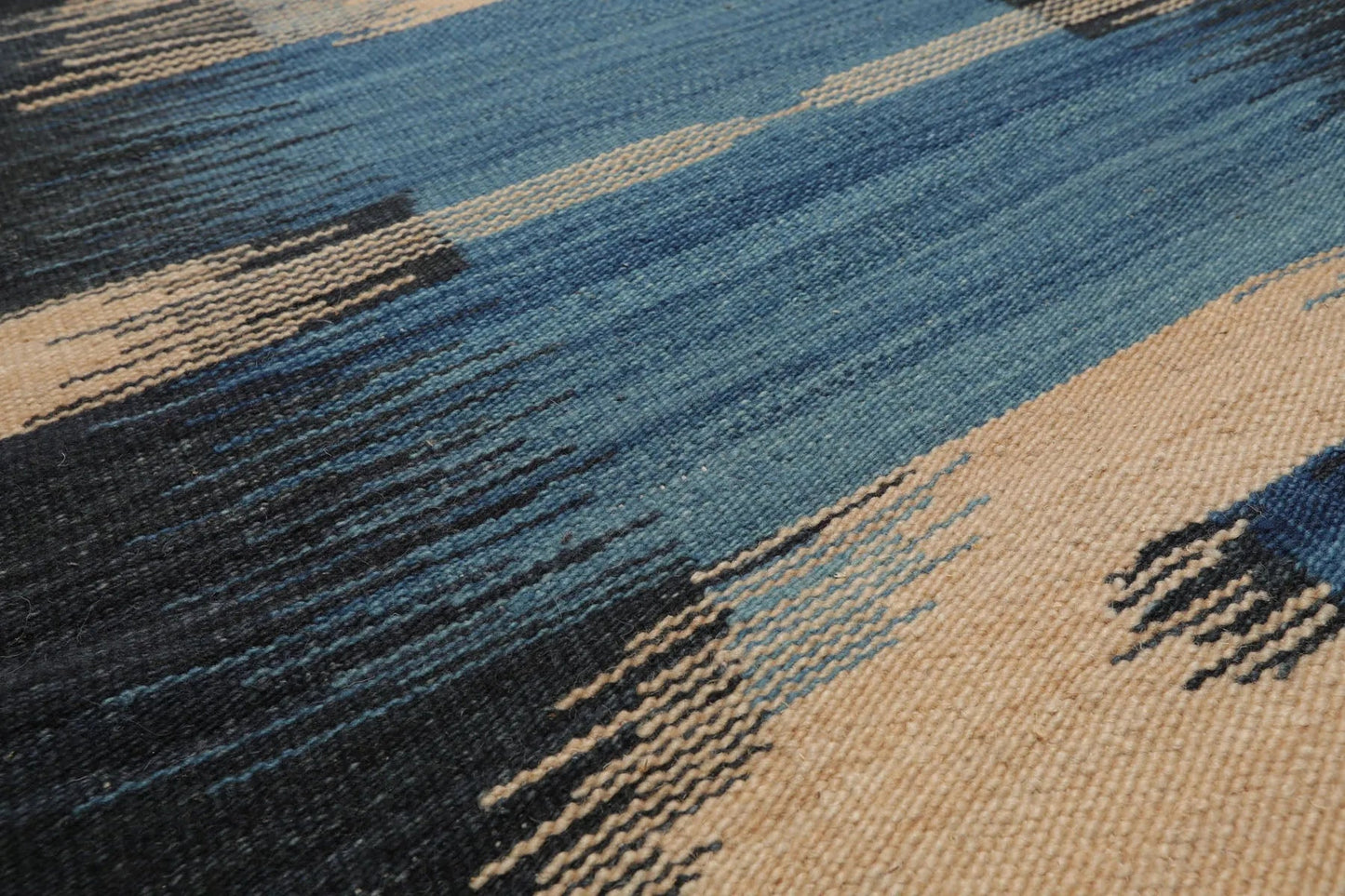 LoomBloom Beige Hand Woven Ikat Wool Oriental Contemporary Area Rug 5x8