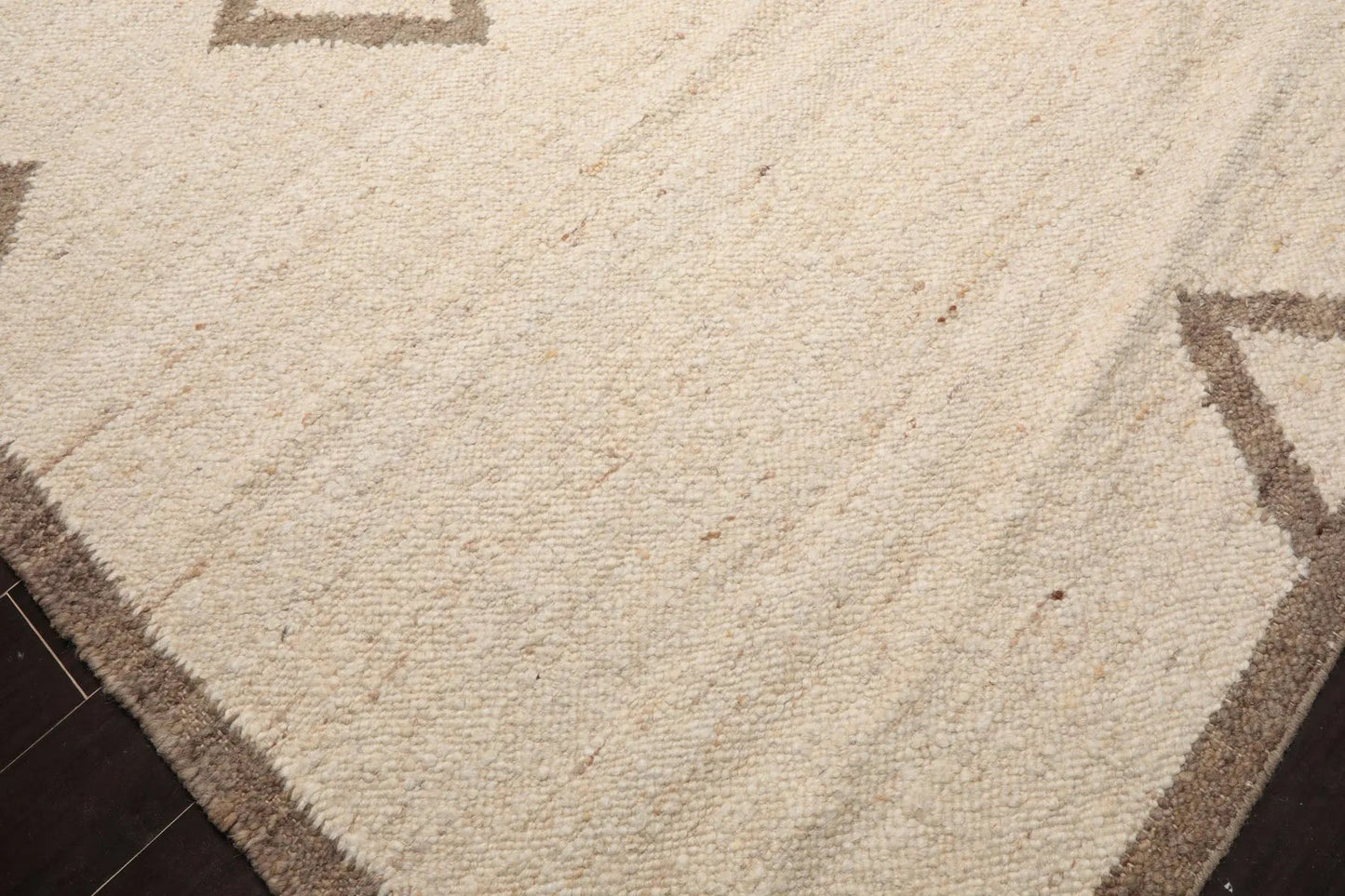 LoomBloom 9x12 Beige Hand Woven Contemporary Geometric Flatweave Wool Oriental Area Rug