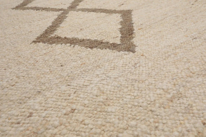 LoomBloom 9x12 Beige Hand Woven Contemporary Geometric Flatweave Wool Oriental Area Rug