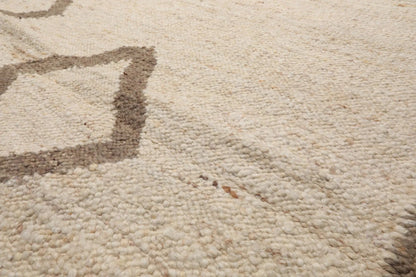 LoomBloom 9x12 Beige Hand Woven Contemporary Geometric Flatweave Wool Oriental Area Rug